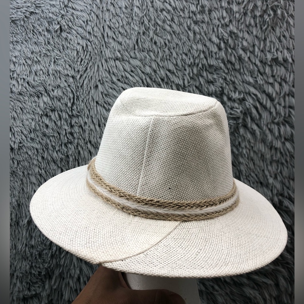 Lucky 7 Hat Fedora Cream Braided Trim 100 Percent Paper Beach Safari 🎃